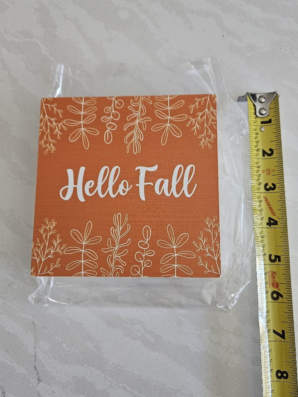 Hello Fall Orange Decorative Block Sign - Picture 2 of 7